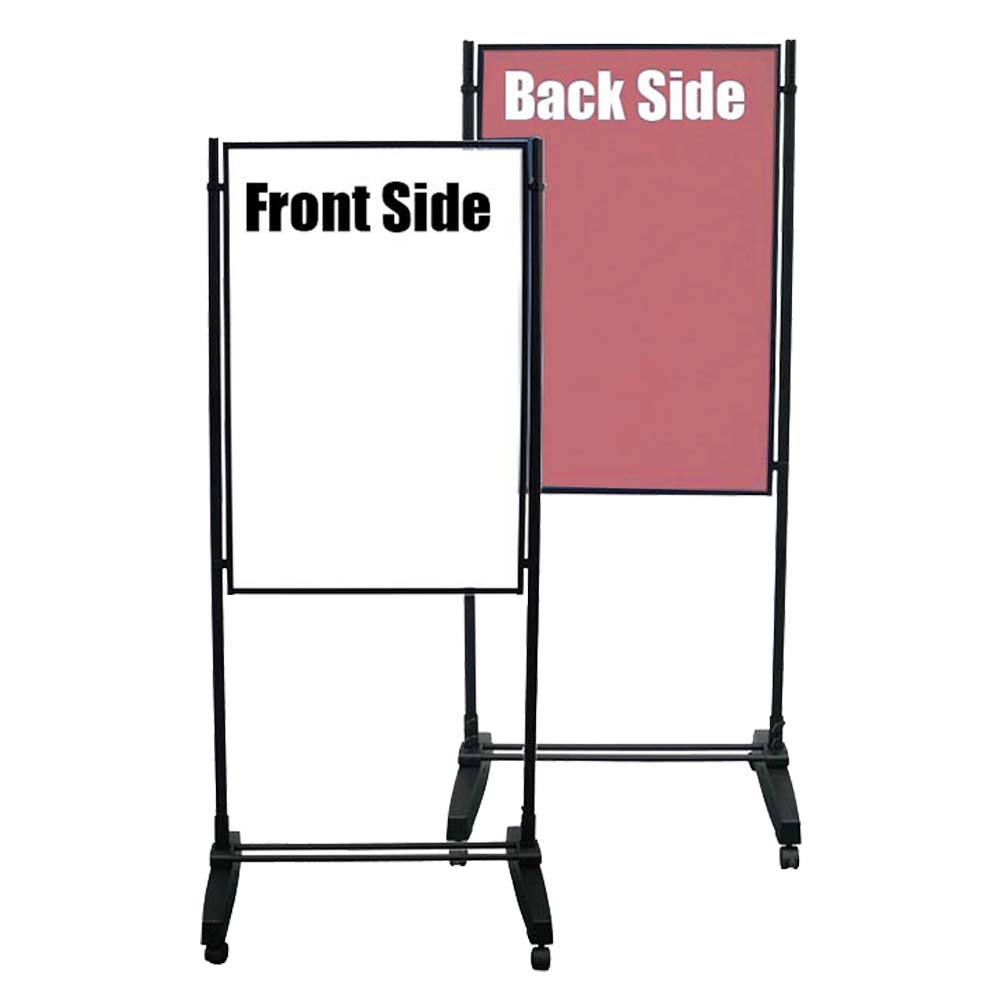 雙面展示架(直)-白板+橘紅布面(60x90cm)