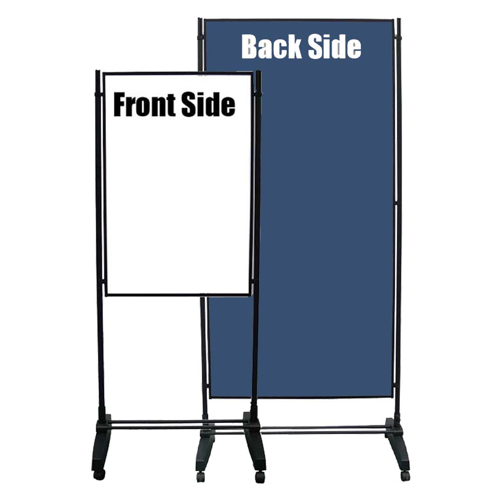 雙面展示架(直)-白板+藍色布面(90x180cm)